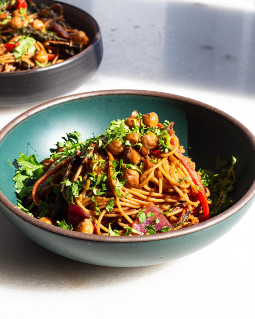 swiss chard spaghetti image in a bowl 