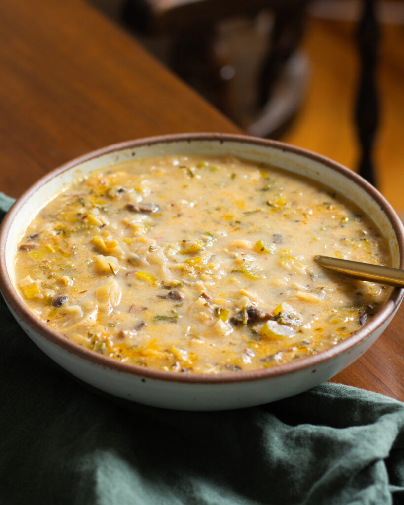 Leek & Mushroom Stuffing Soup