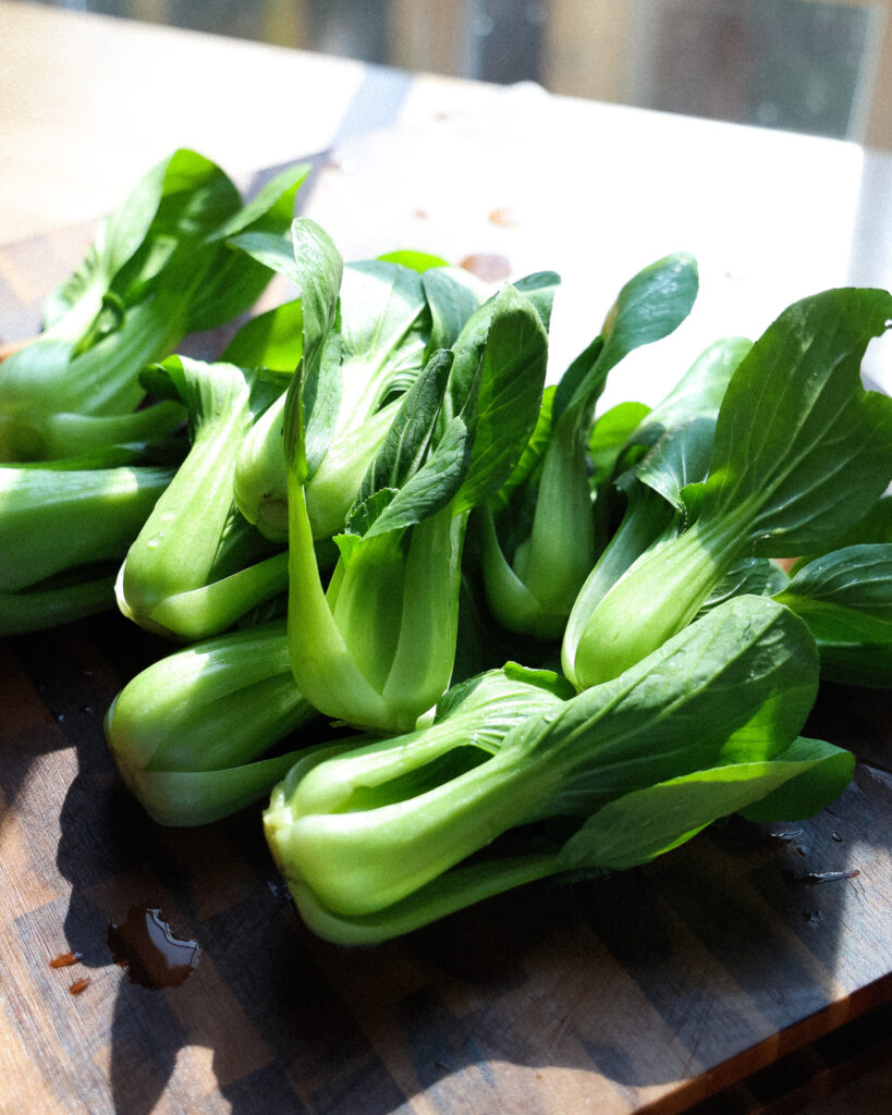 bok choy, a great side for vegan dumplings