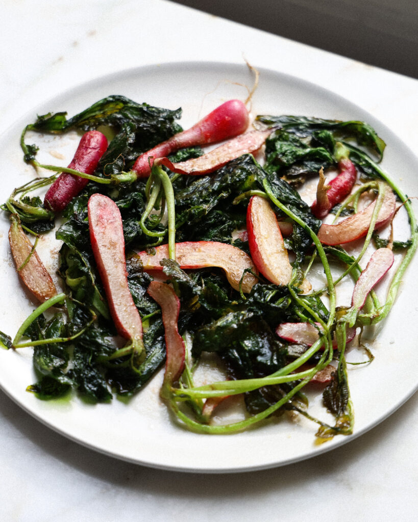 pan-fried radishes in brown butter