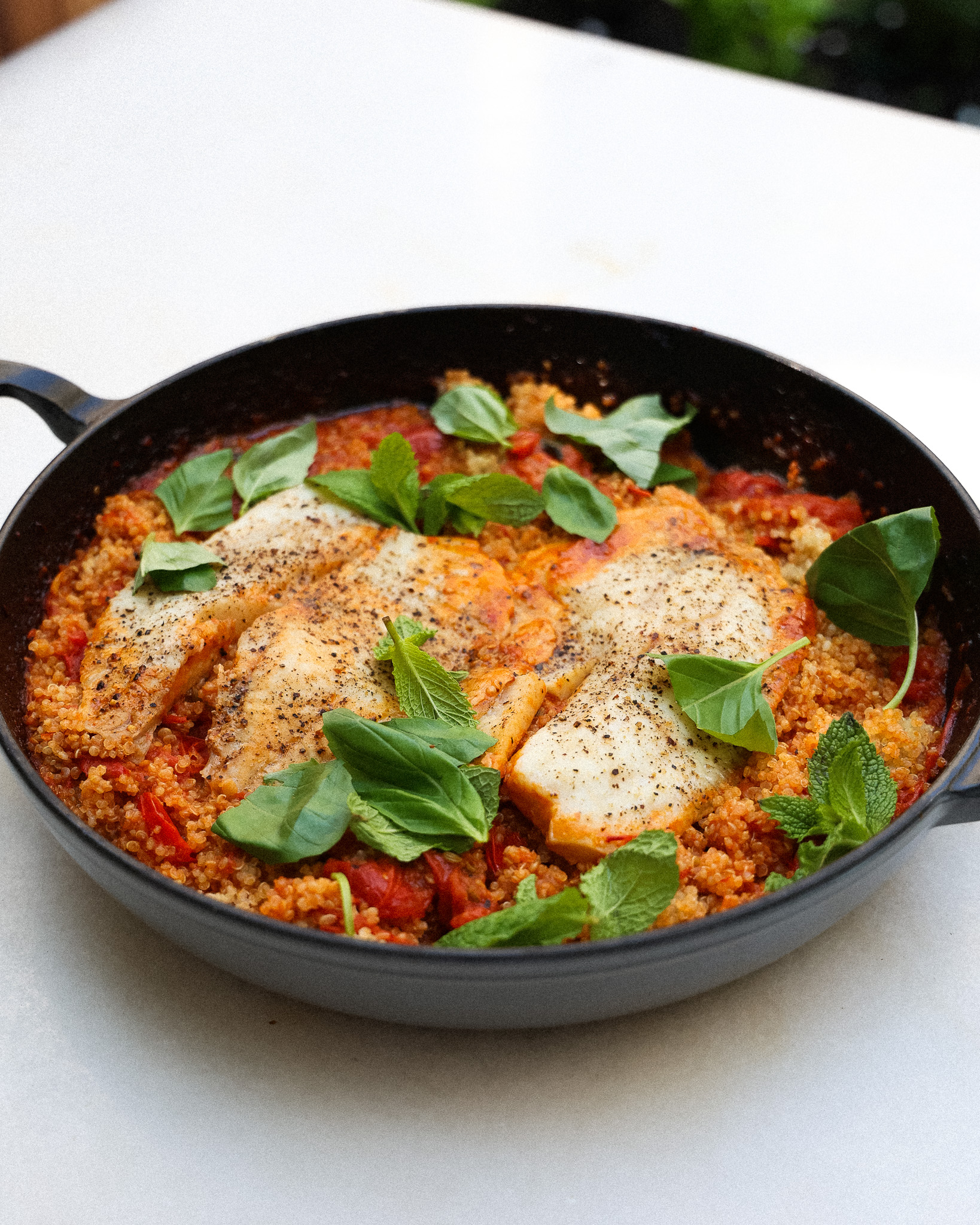 Smoky Tomato Quinoa with Tilapia