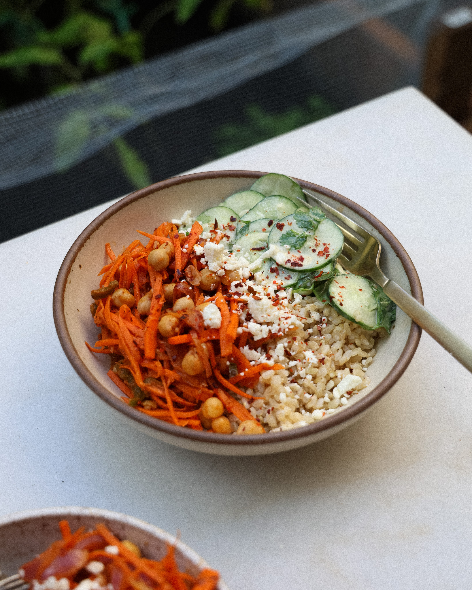 Spiced Carrot and Chickpea Slaw with Cucumber Salad
