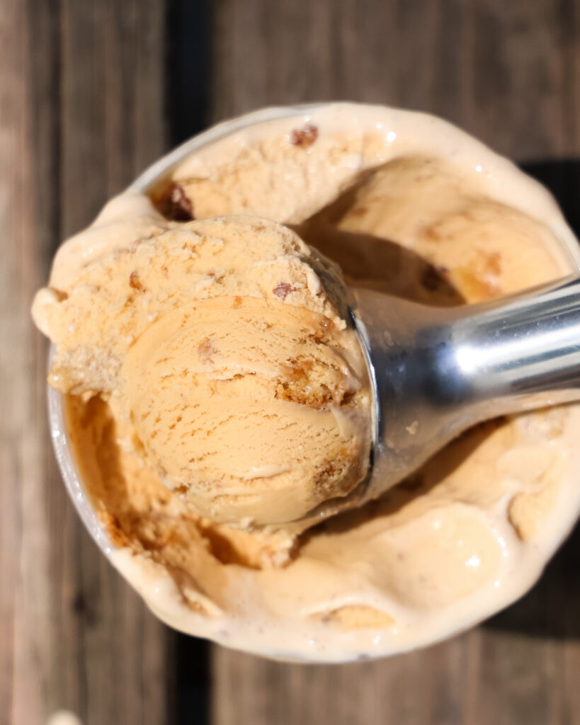 brown butter ice cream in a pint