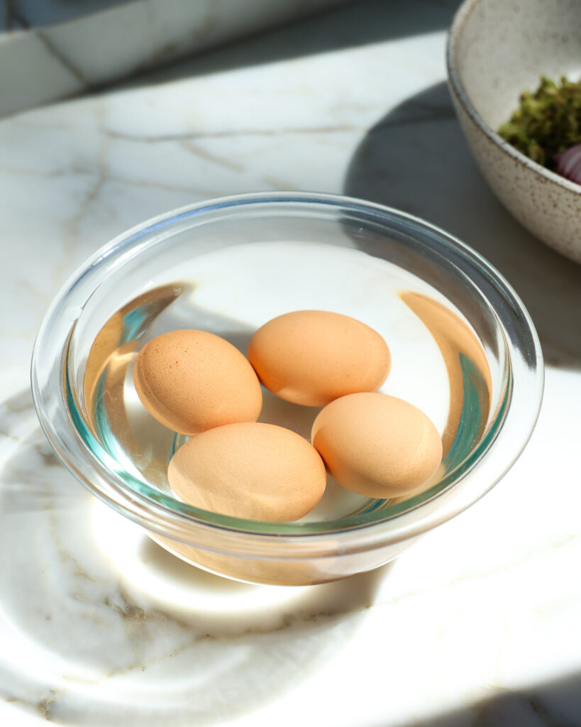 eggs being shocked in water
