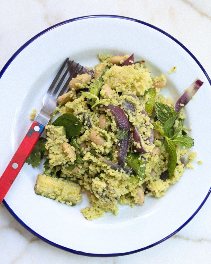 roasted zucchini salad on a plate 