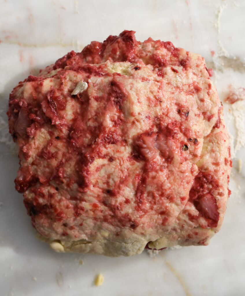 strawberry and raspberry scone dough.