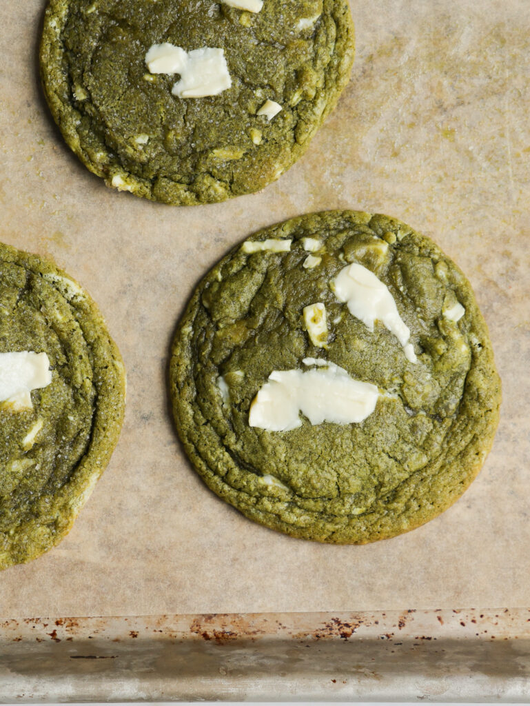 matcha cookies that are fully baked