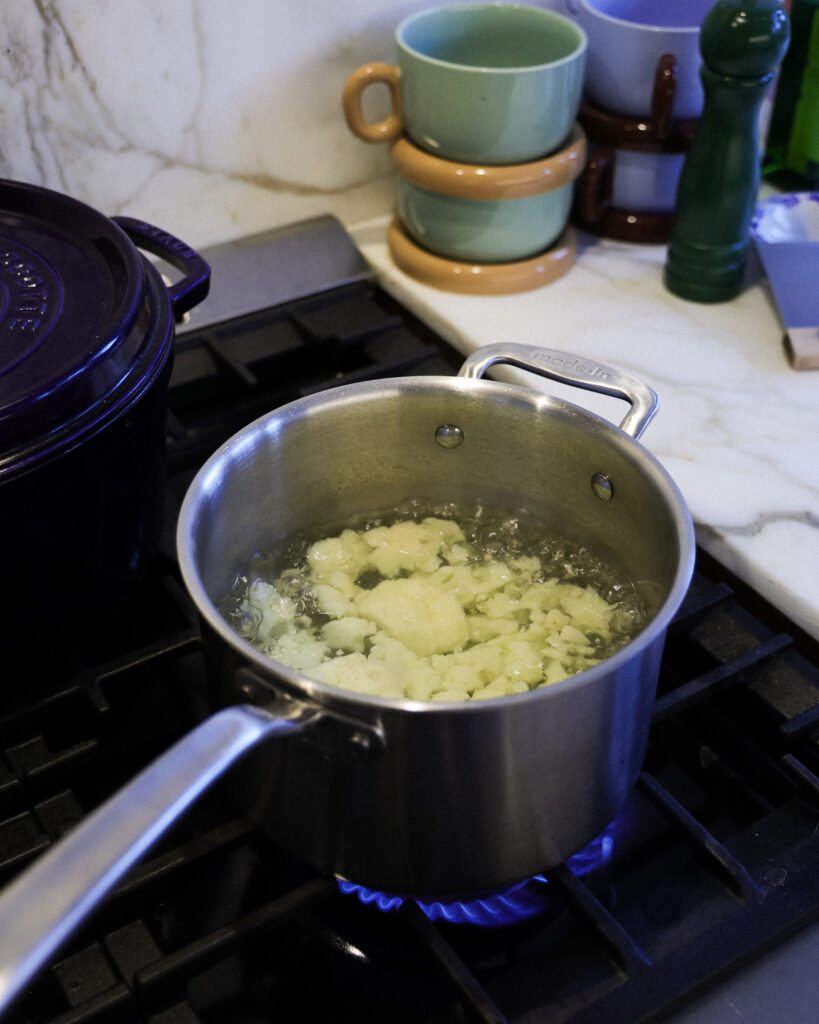 cauliflower being boiled.