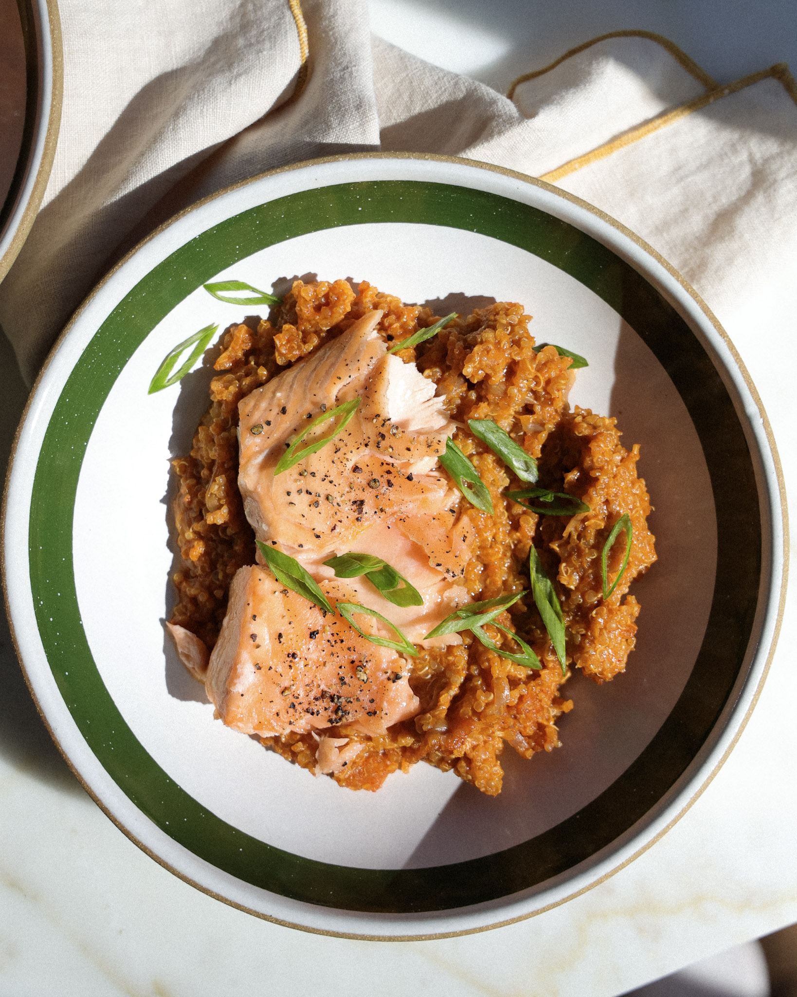 Gochujang Baked Quinoa with Slow Roasted Salmon