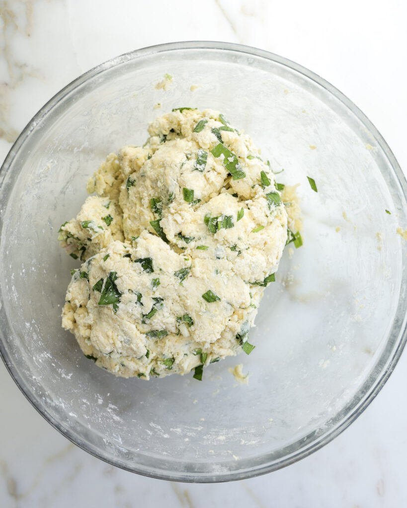 ramp biscuit dough in a bowl.