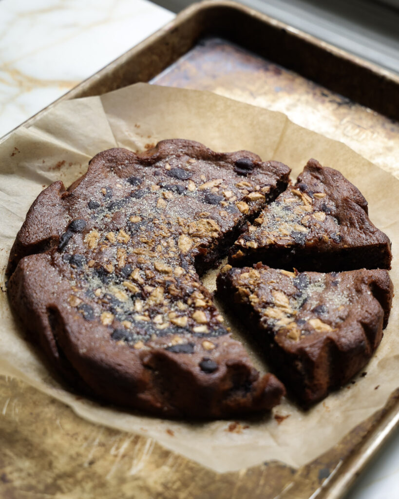 2 slices of blueberry brownies.