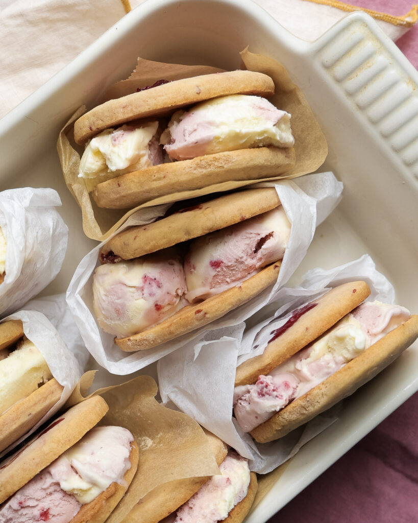 Strawberry Jam Ice Cream Sandwiches