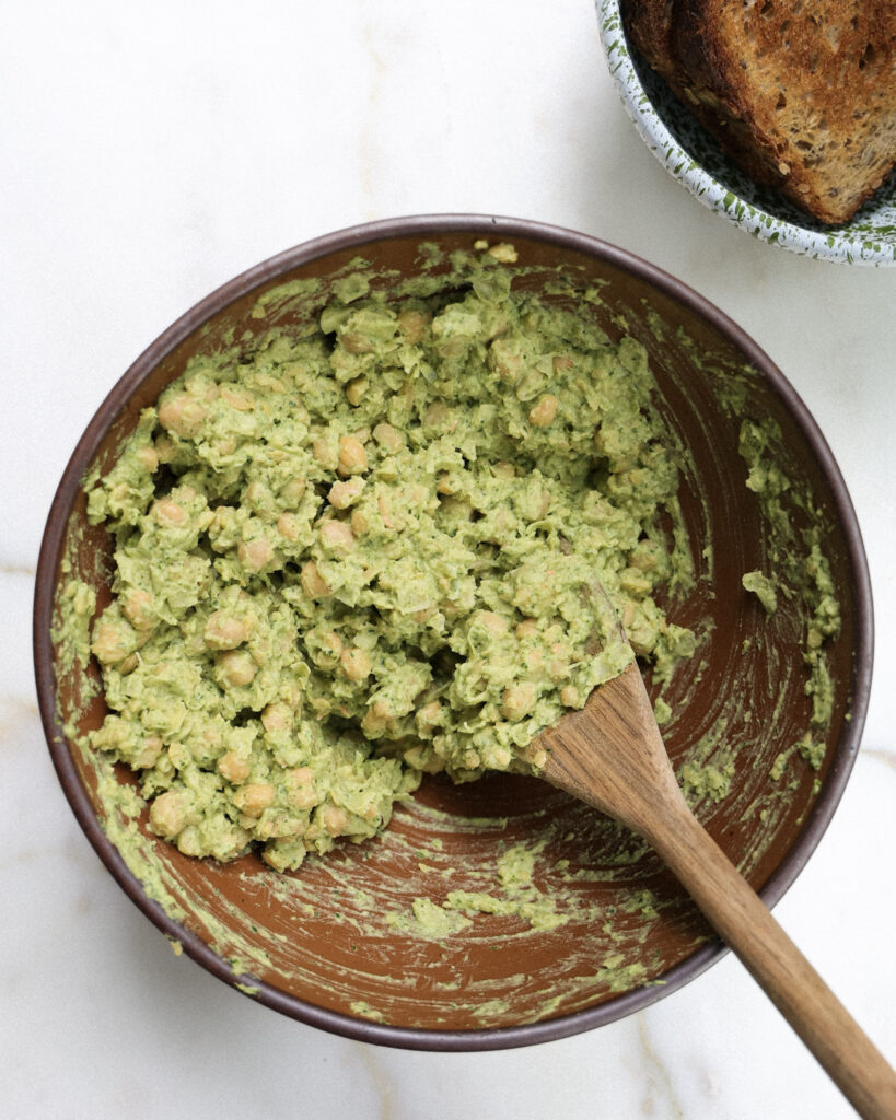 Chickpea salad in a bowl.